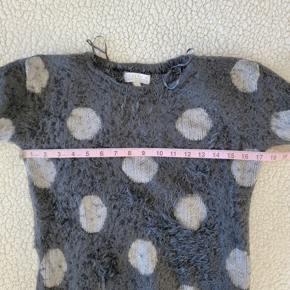 Joseph A Crewneck Sweater Eyelash Dark And Light Gray Circles Soft Fuzzy Size S - Picture 8 of 9